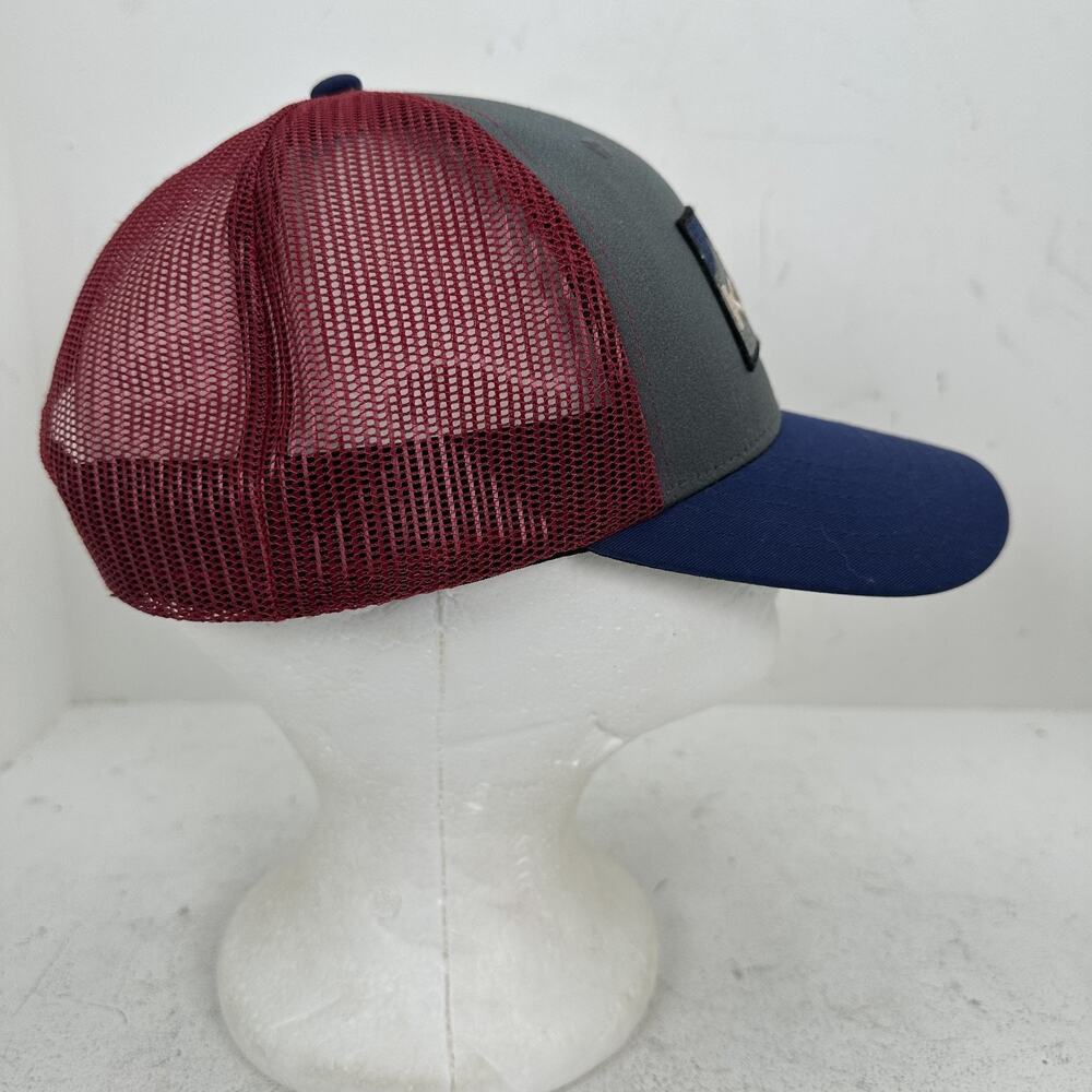 KAVU Logo Patch Trucker Hat Adjustable Snapback Cap Navy Maroon Gray - Picture 6 of 9